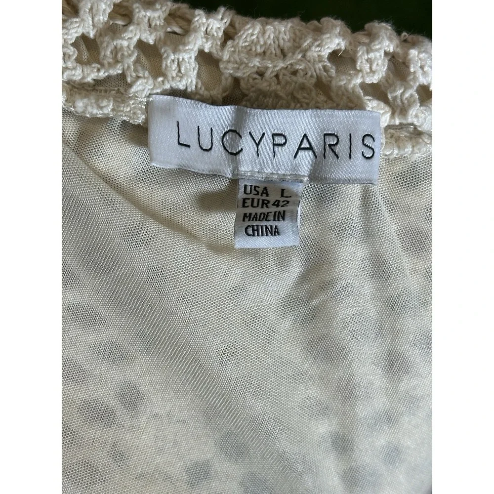 Lucy Paris Crochet Knit Skirt‎ Women Large Tan Beach